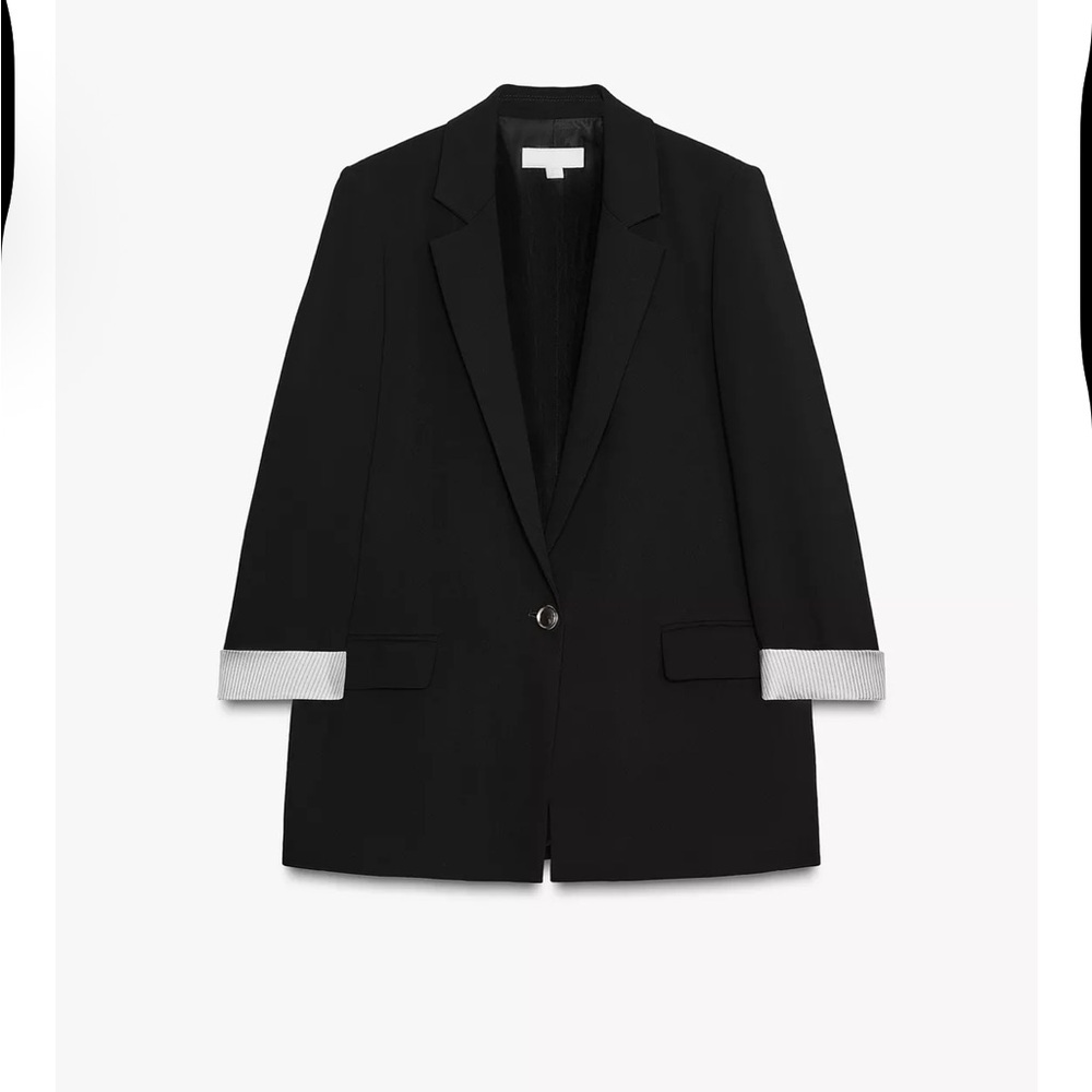 Zara Black Blazer with White Accents